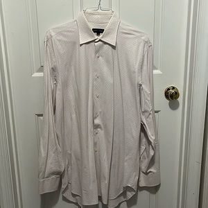 Robert Talbott long sleeve pink diagonal check dress shirt.